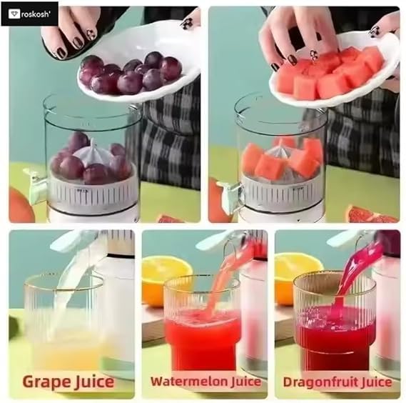 PRAVRUSHTI Portable Electric Citrus Juicer Rechargeable Mini Fruit Juicer #