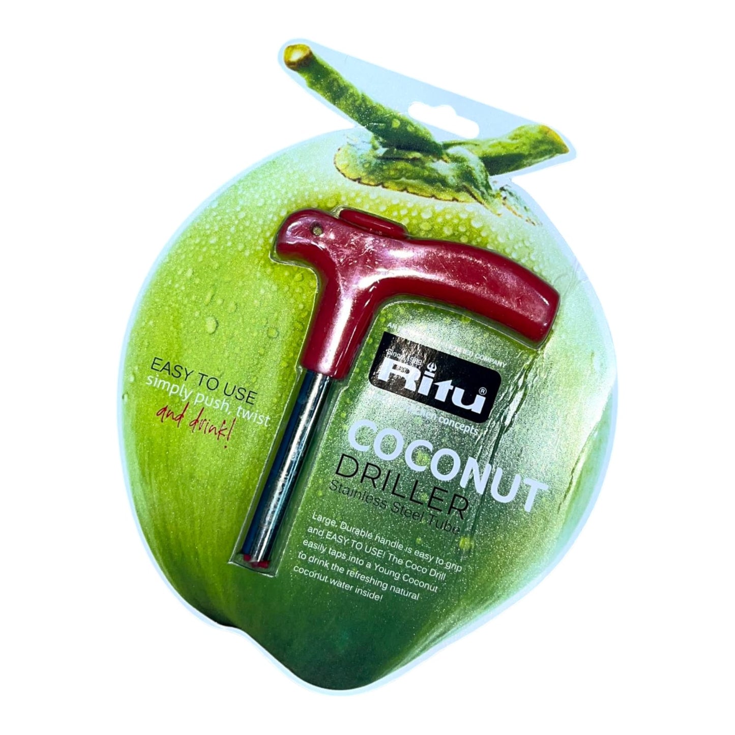 Ritu Coconut Driller – Stainless Steel Tube | Easy Push & Twist Tool for Tender Coconuts 🥥