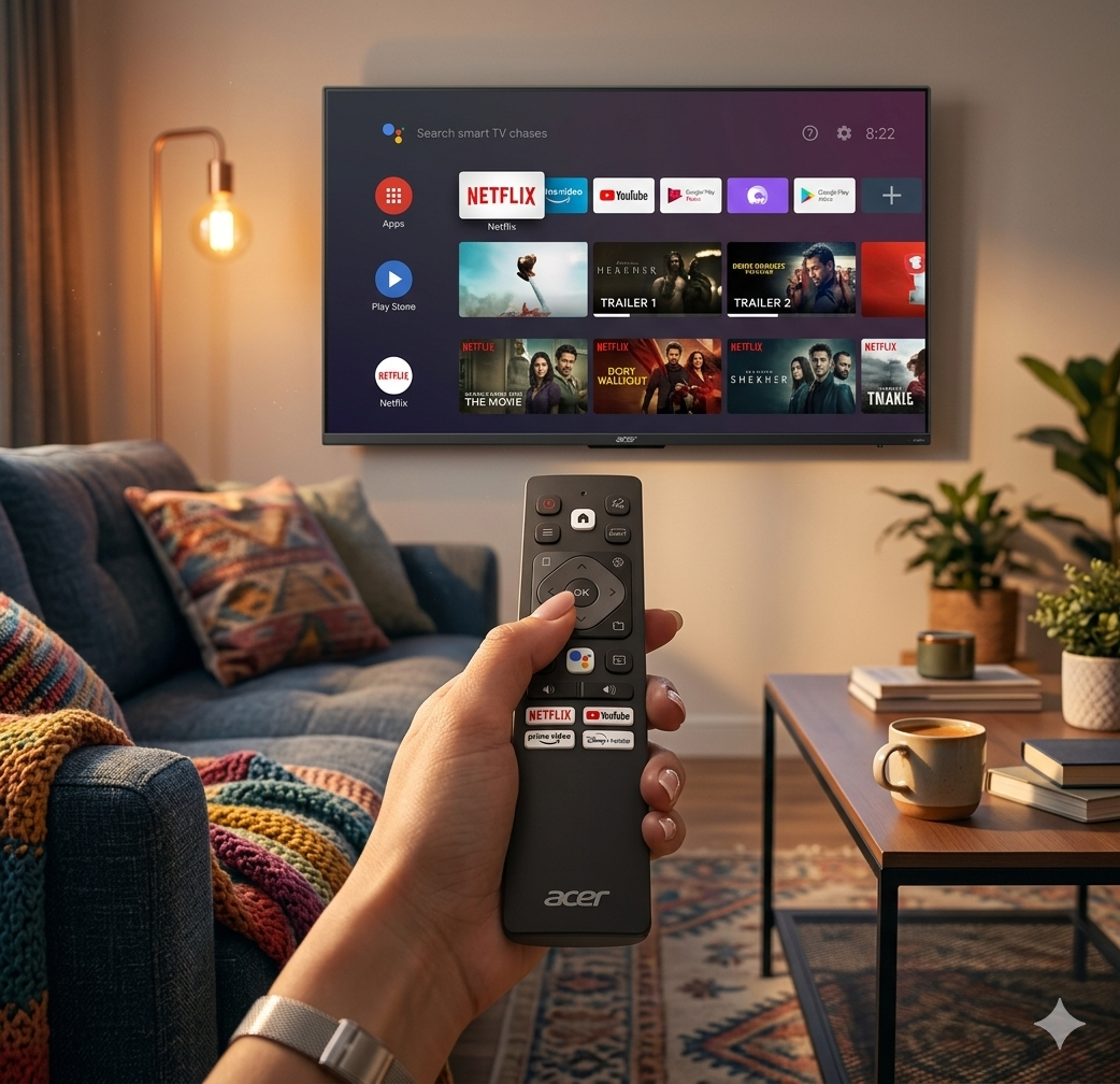 Acer Smart LED TV Remote Control – Compatible with Disney+ Hotstar, Netflix, YouTube & Prime Video with voice #
