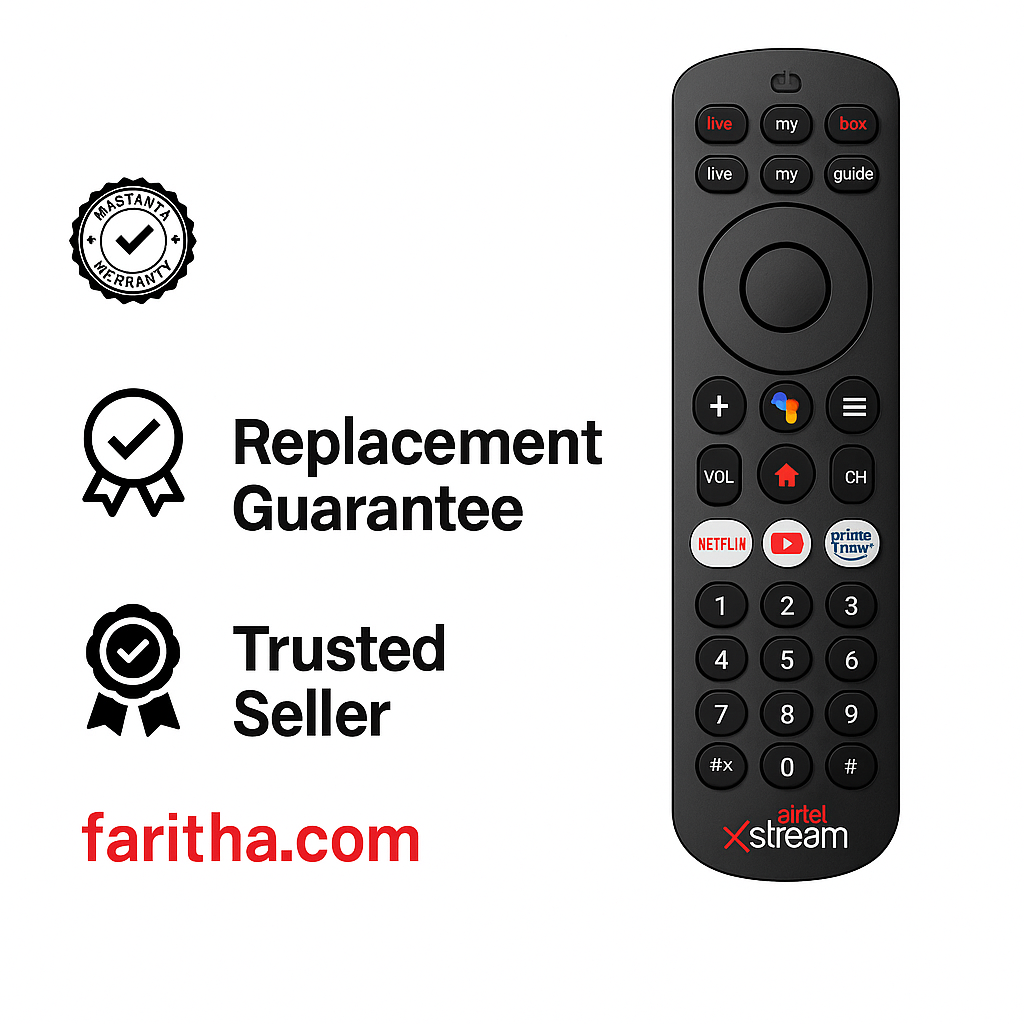 Original Airtel Xstream HD Set-Top Box Remote with Voice Control โ Netflix, YouTube, Prime Video Compatible#