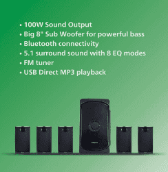Philips Audio TAV7477 5.1 Channel 75W Bluetooth Multimedia Speaker