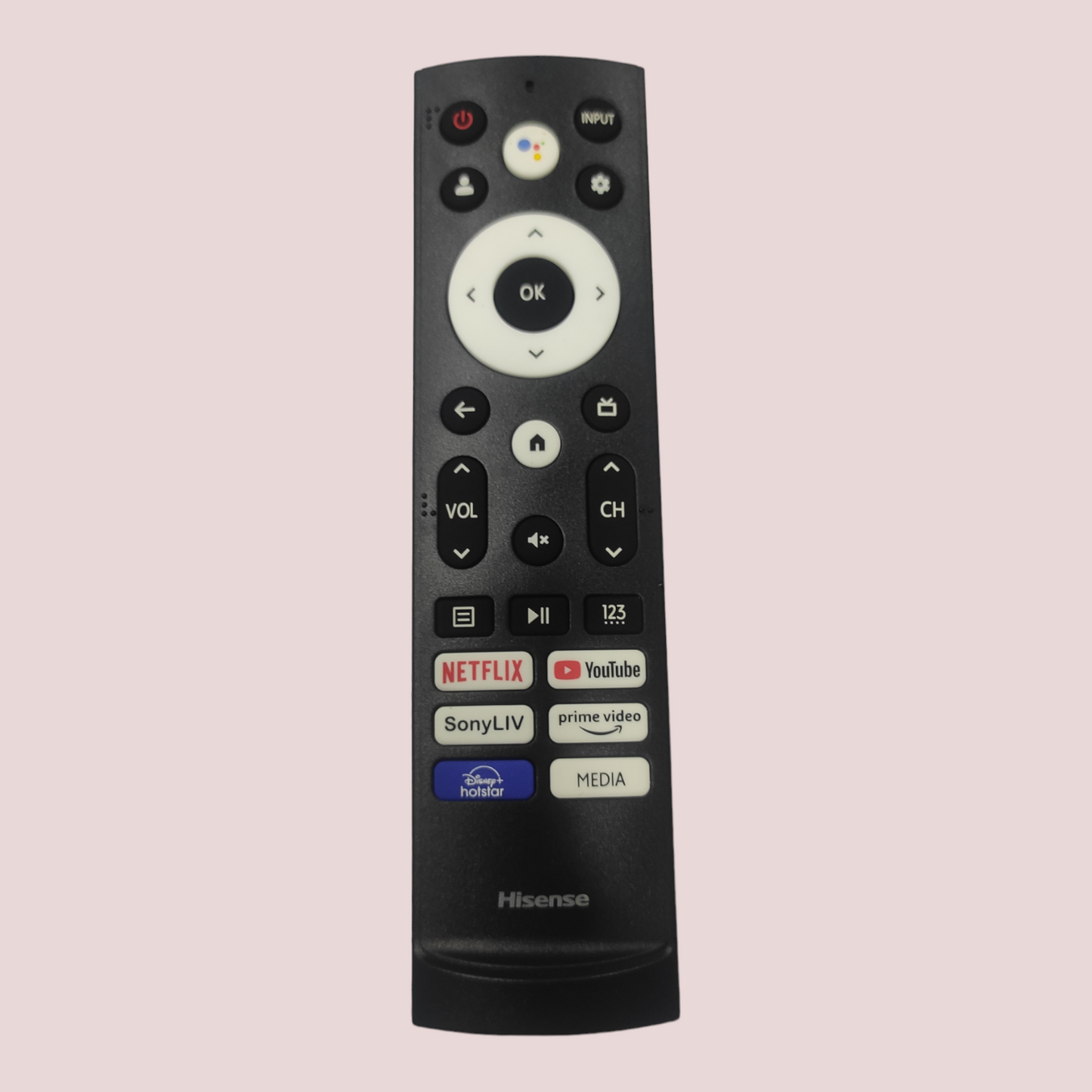 Original Hisense Smart TV Remote with Voice Control β YouTube, Google Play, Hotstar & Prime Video Buttons#