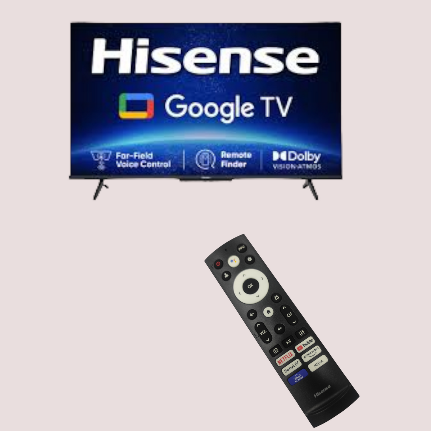 Original Hisense Smart TV Remote with Voice Control β YouTube, Google Play, Hotstar & Prime Video Buttons#
