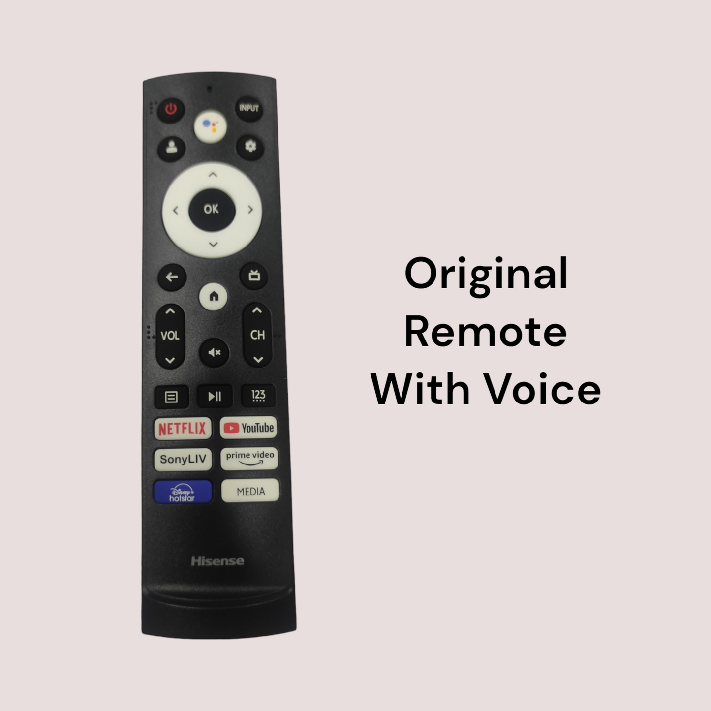 Original Hisense Smart TV Remote with Voice Control β YouTube, Google Play, Hotstar & Prime Video Buttons#