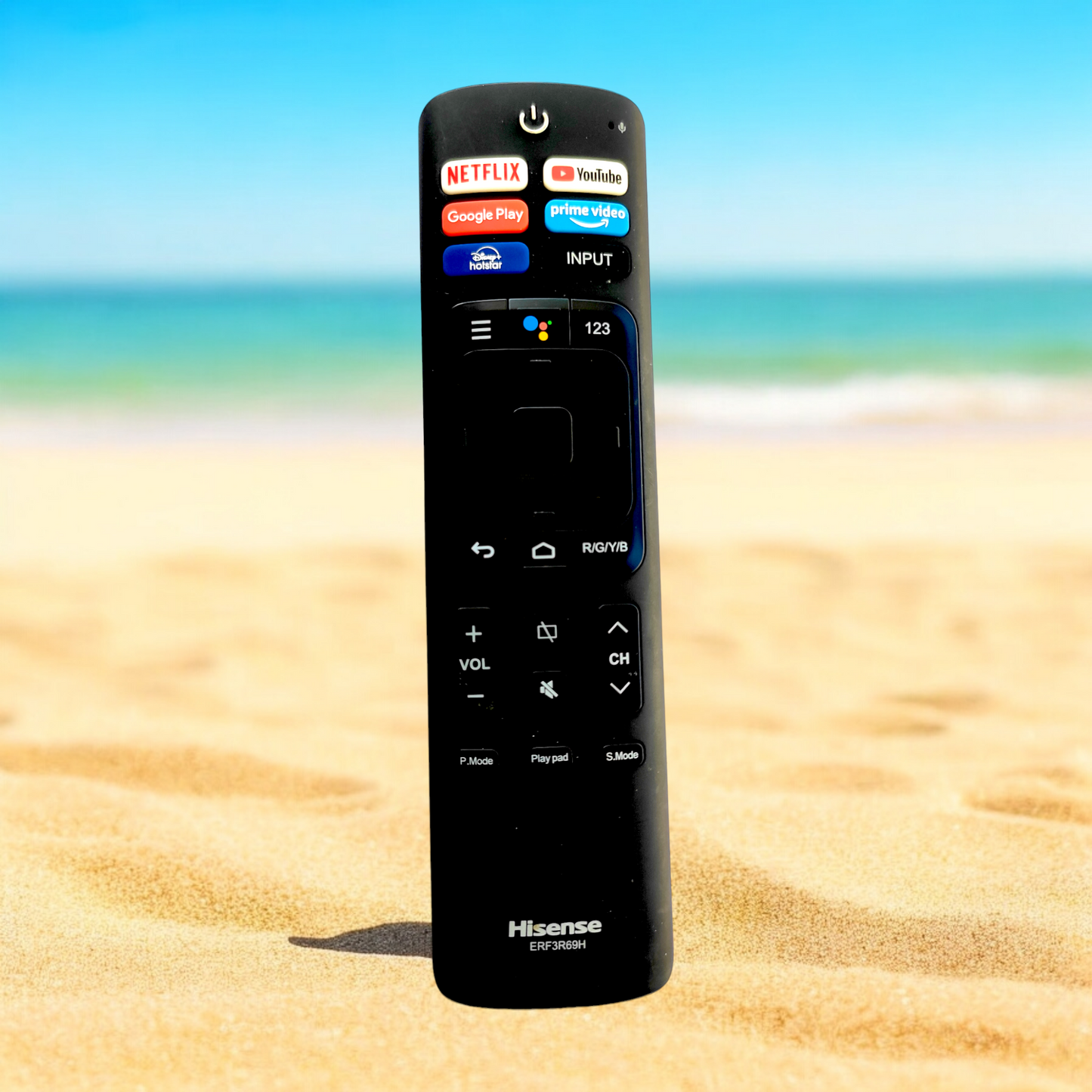 Hisense Smart TV Remote Control ERF3R69H โ Voice Control with YouTube, Google Play, Hotstar & Prime Video Buttons#