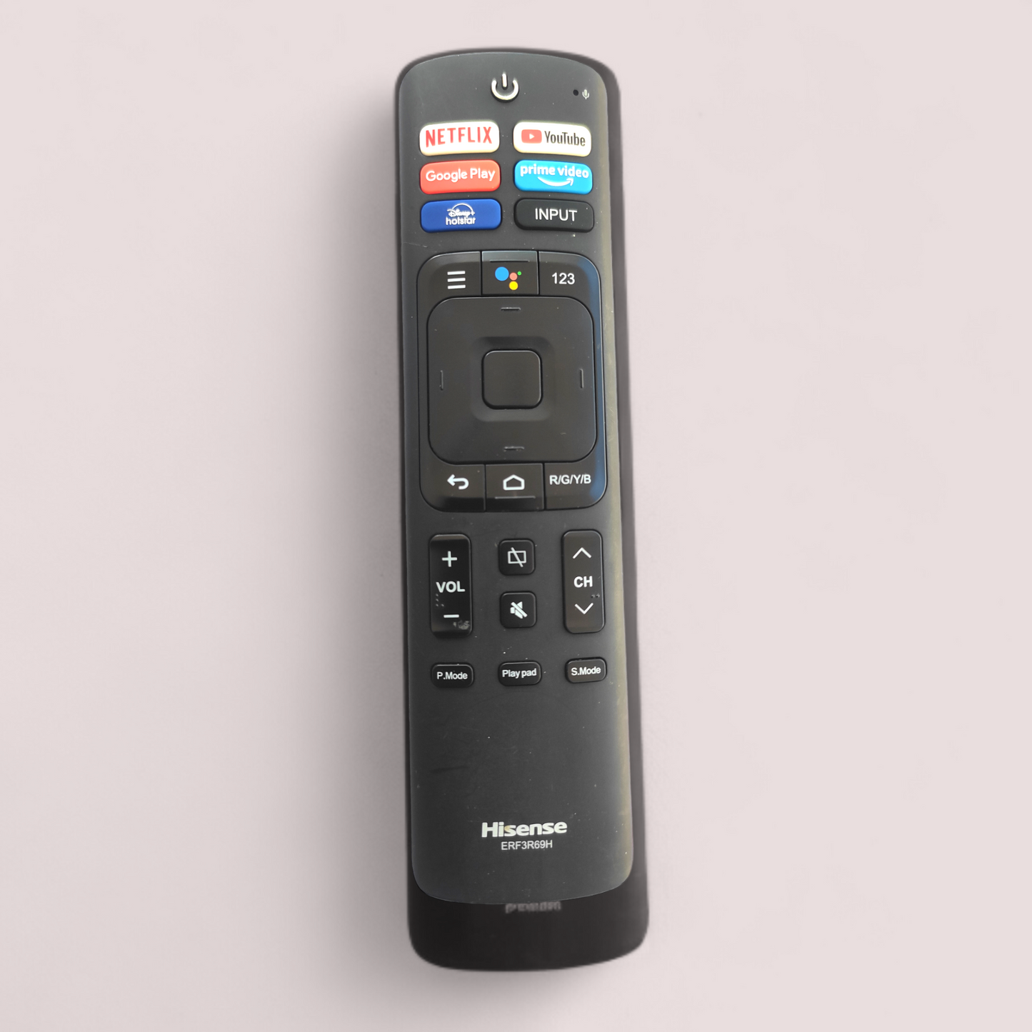 Hisense Smart TV Remote Control ERF3R69H โ Voice Control with YouTube, Google Play, Hotstar & Prime Video Buttons#