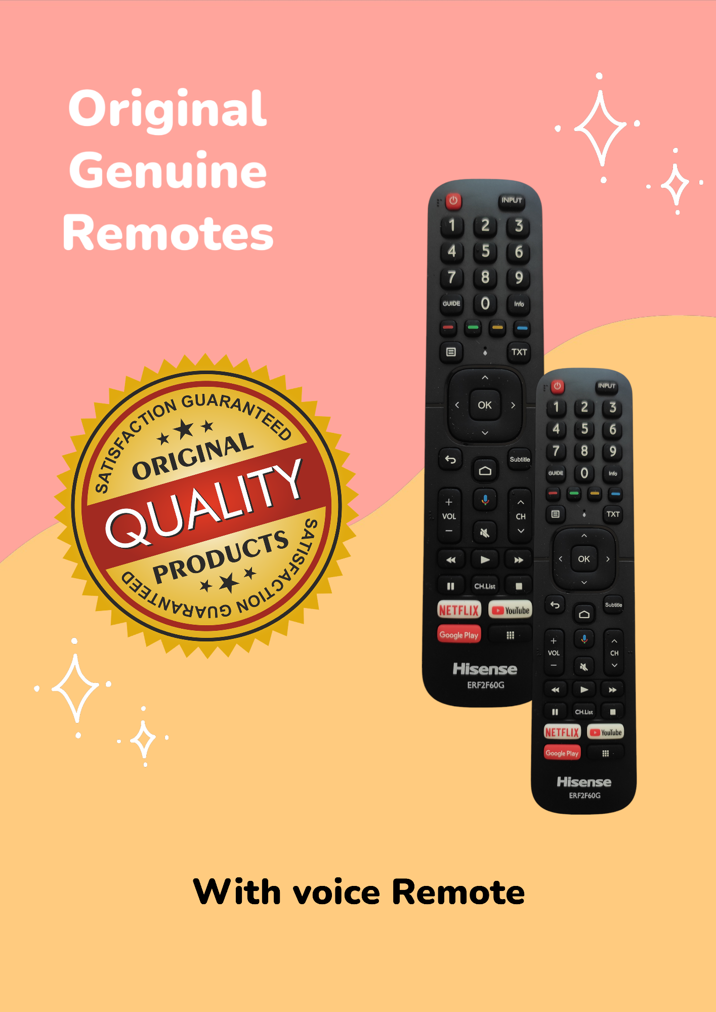Original Hisense Smart TV Remote Control with Netflix, Prime Video, YouTube, Music, Browser & Voice Sensor#