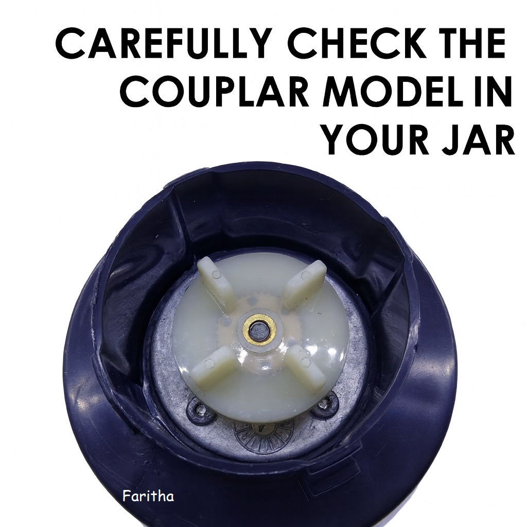 Coupler model for a jar with text warning to check it carefully, on a white background.