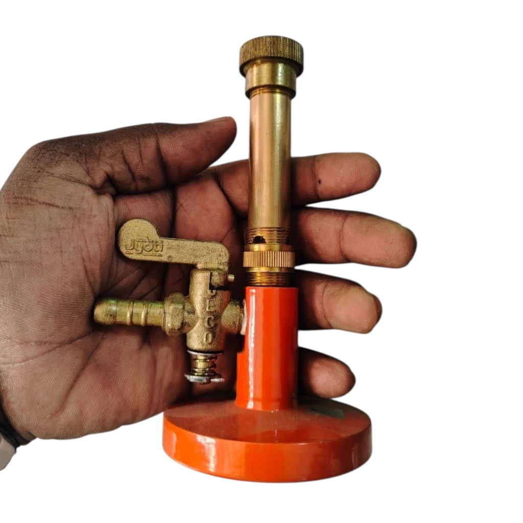 Heavy-Duty Laboratory Gas Burner with Adjustable Flame & Wind Guard Stand #