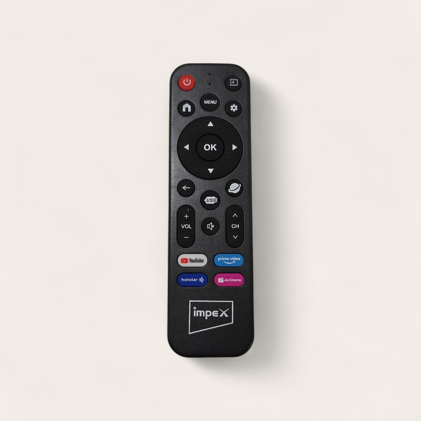 IMPEX Smart TV Remote Control with OTT Hotkeys & Voice Ready Design #