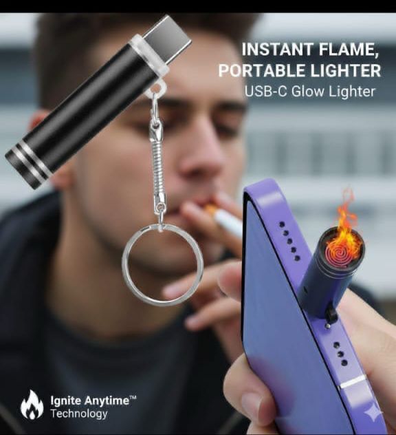 USB Type-C Flameless Electric Lighter Windproof Rechargeable OTG Lighter #
