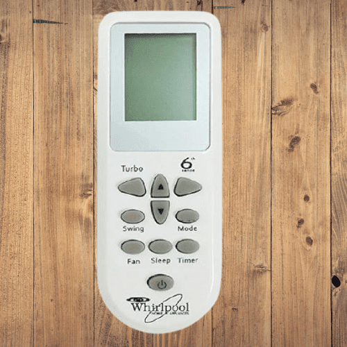 Whirlpool AC remote 6th Sense front view — India 2026