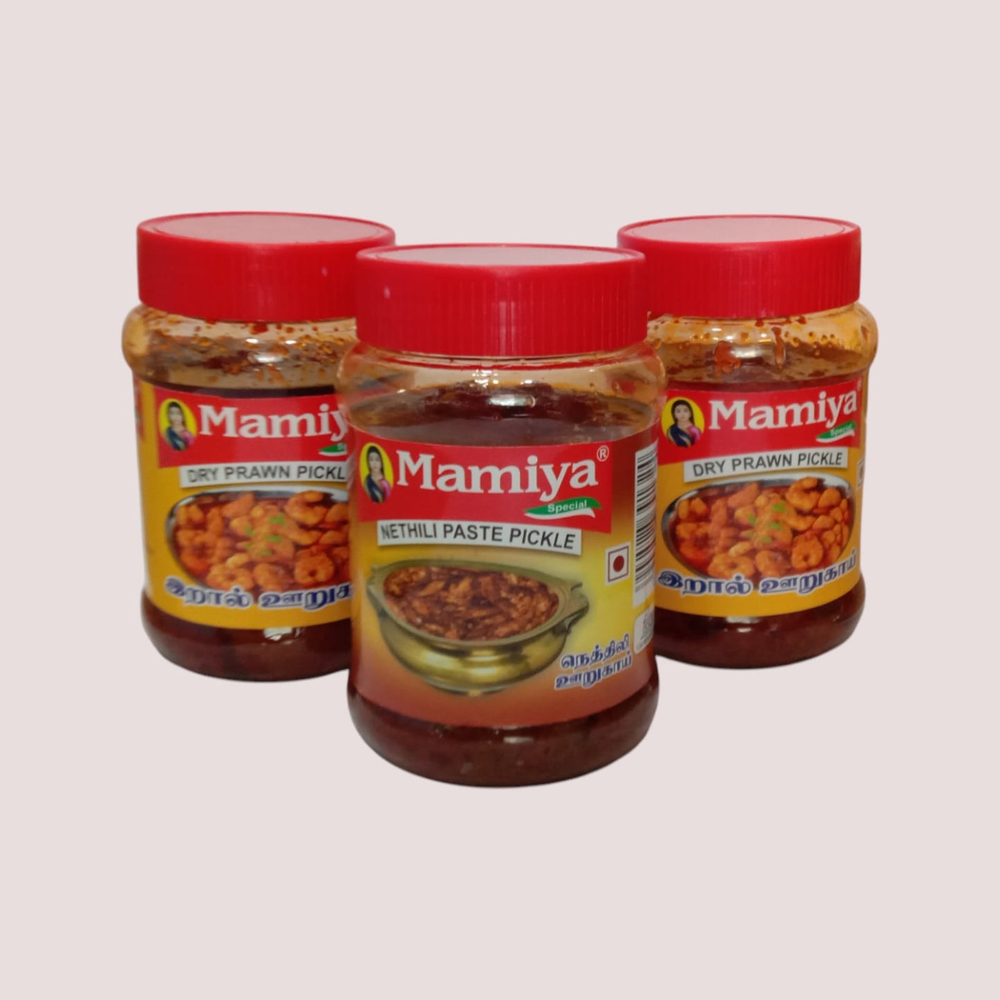 Mamiya Pickles Combo Pack - Nethili Paste (1 Pack) & Dry Prawn (2 Packs) - 200g Each