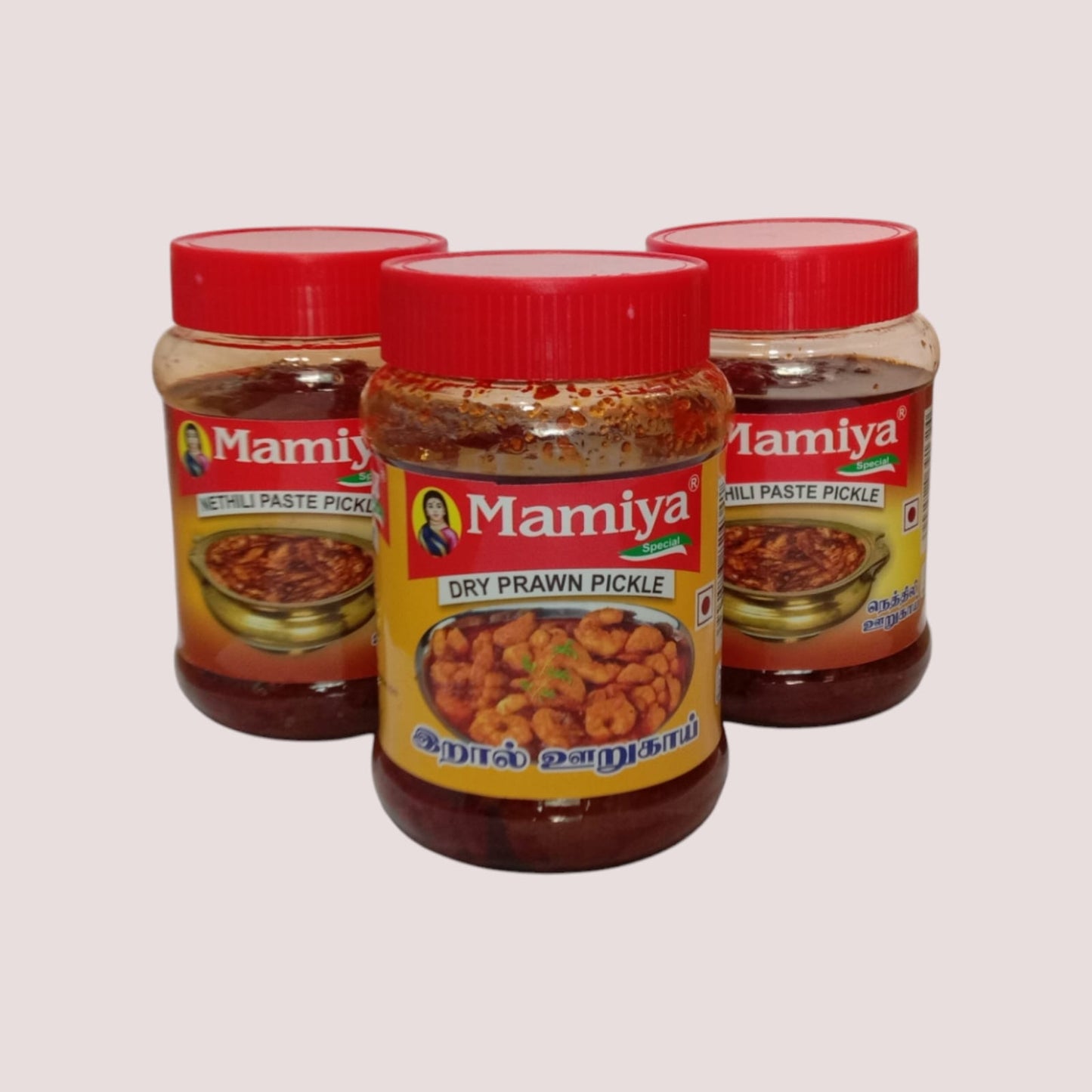 Mamiya Pickles Combo Pack - Nethili Paste (2 Packs) & Dry Prawn (1 Pack) - 200g Each