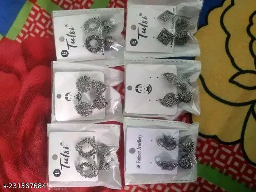 Wonderful Earrings & Studs - Oxidised Silver Adjustable Jhumkhas