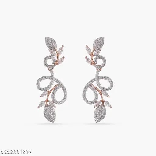 Elite Bejeweled Women Jewellery Set - Adjustable Silver-Plated Necklace & Earrings with Cubic Zirconia