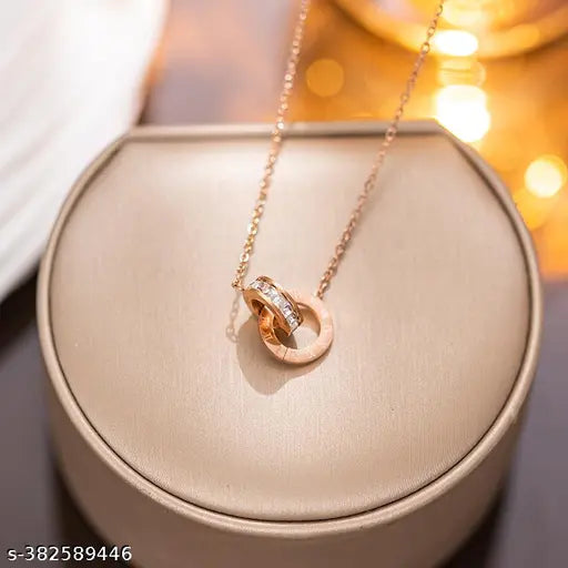 Shimmering Fancy Women’s Stainless Steel Necklace &Chain with Cubic Zirconia