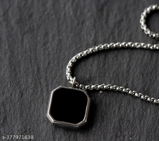 "Sizzling Silver-Plated Pendant with Chain – Sleek & Stylish Stainless Steel Design"