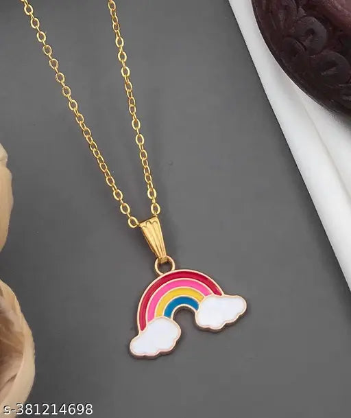 Shimmering Charming Women’s Gold-Plated Necklace & Chain with Cubic Zirconia