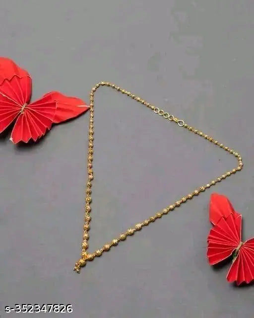 Elite Bejeweled Women’s Necklace & Chain Set – Gold Plated with Artificial Beads