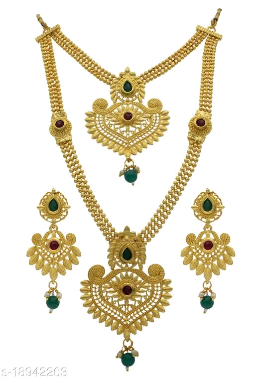 ✨ Elite Fusion Gold-Plated Kundan Jewellery Set – Necklace & Earrings ✨