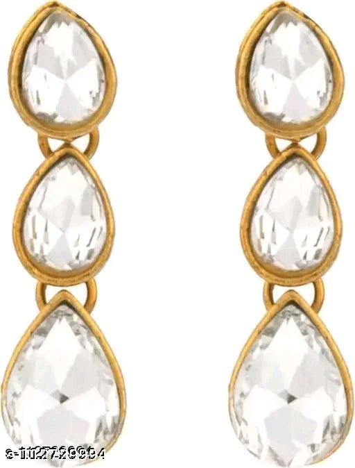 Squire white Combo Set – Adjustable Necklace & Earrings by ZESTYLO