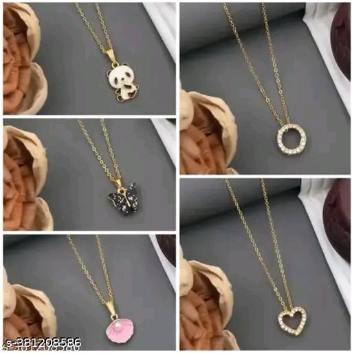 Allure Glittering Women’s Necklace & Chain Set – Gold Plated with Cubic Zirconia