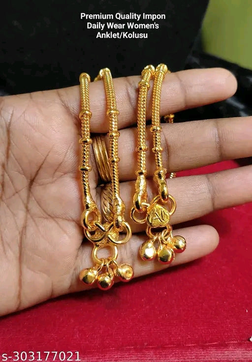 Sizzling Graceful Women Anklets Toe Rings Gold Plated Elegance