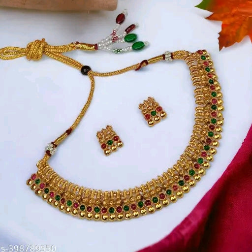 Princess Elegant Gold-Plated Necklace & Earring Set