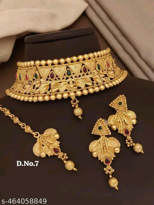 RAJAWADI Royal Gold-Plated Choker Set β Elegant Necklace & Earrings β¨