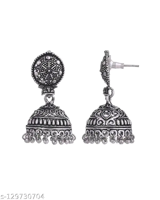 Allure Graceful Oxidised Silver Jewellery Set – Elegant Haram & Earrings