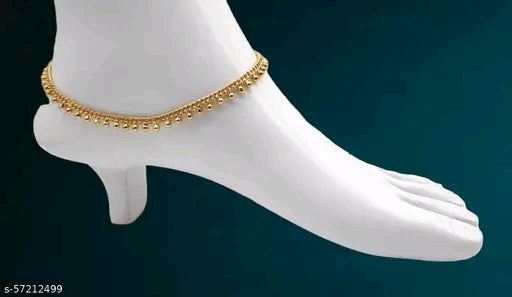 Elegant Gold-Plated Brass Women's Anklets - Free Size