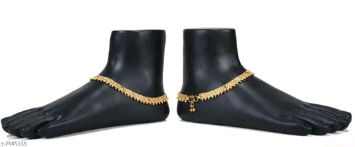 Elegant Gold-Plated Traditional Indian Anklet with Colorful Stones for Women & Girls