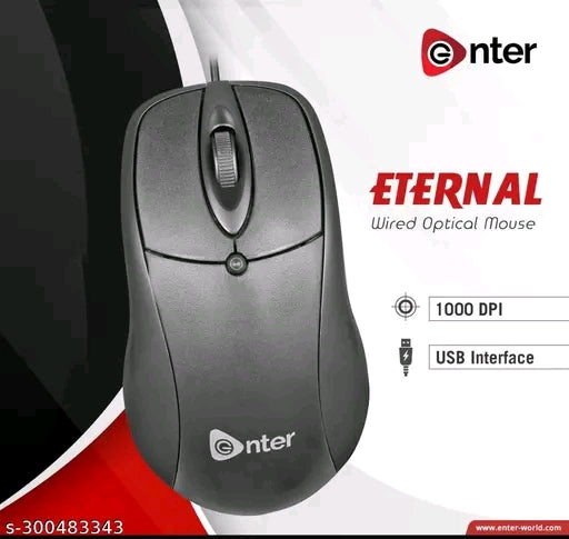 Enter Eternal Wired Optical Mouse – Smooth Precision, Sleek Design (Black)