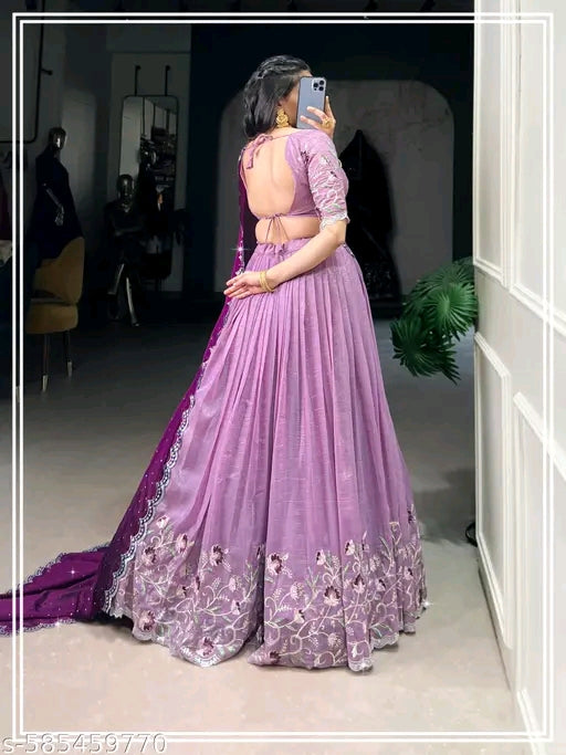 New Latest Embroidery Lehenga Choli with Embroidered Dupatta – Separate Blouse Piece (Unstitched)#