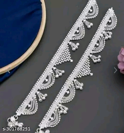 Sizzling Bejeweled Women Anklets & Toe Rings - Silver-Plated Adjustable