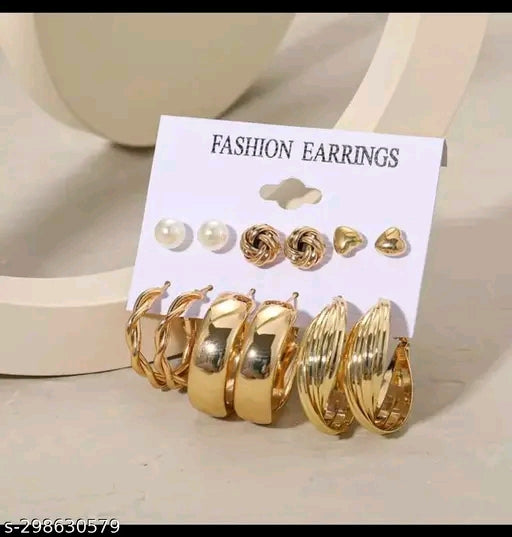 Golden Color Pearl Earrings Set