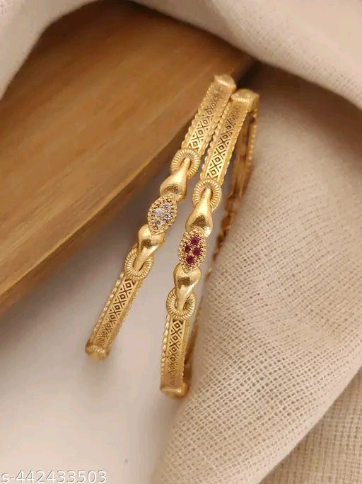 Princess Fancy Bracelet & Bangles Set – Elegant Gold Plated with Artificial Stones
