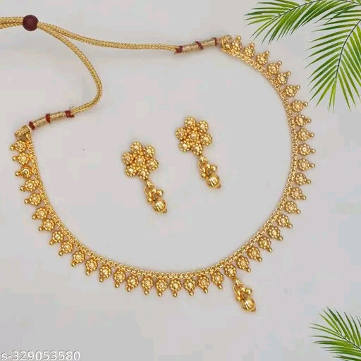 South Indian Bridal Choker Set | Gold-Plated Temple Jewellery for Weddings &Festive Wear
