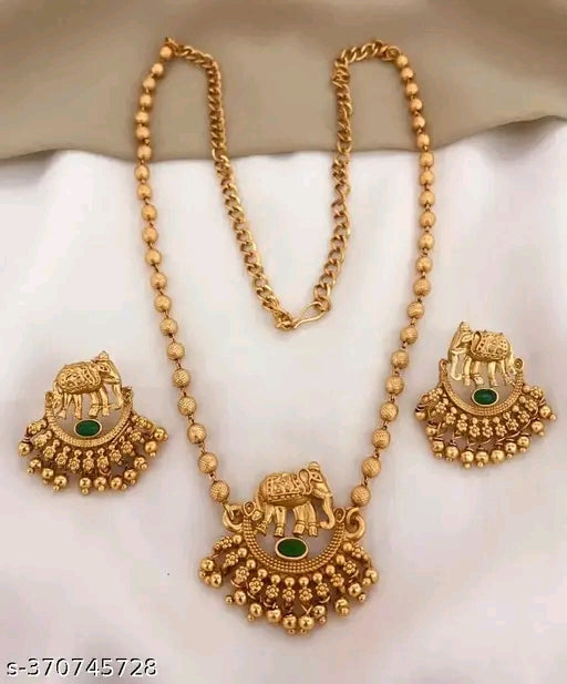 Princess Chunky Colorful Jewellery Set - Elegant Gold-Plated Necklace & Earrings with Adjustable Fit