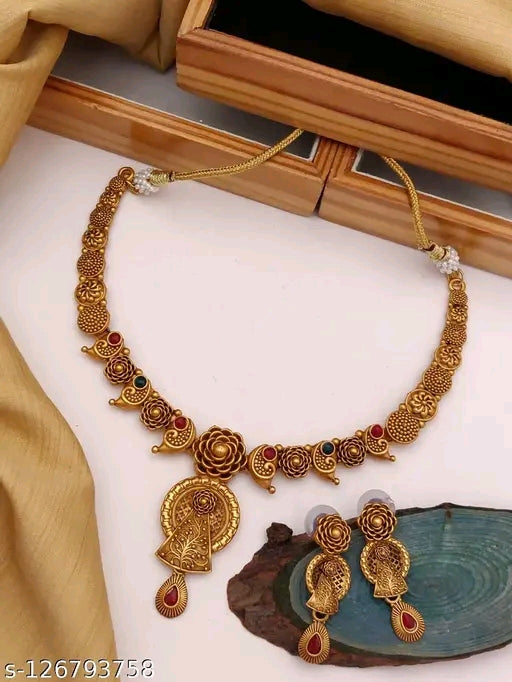 ✨ Shimmering Gold-Plated Fancy Jewellery Set – Adjustable & Elegant
