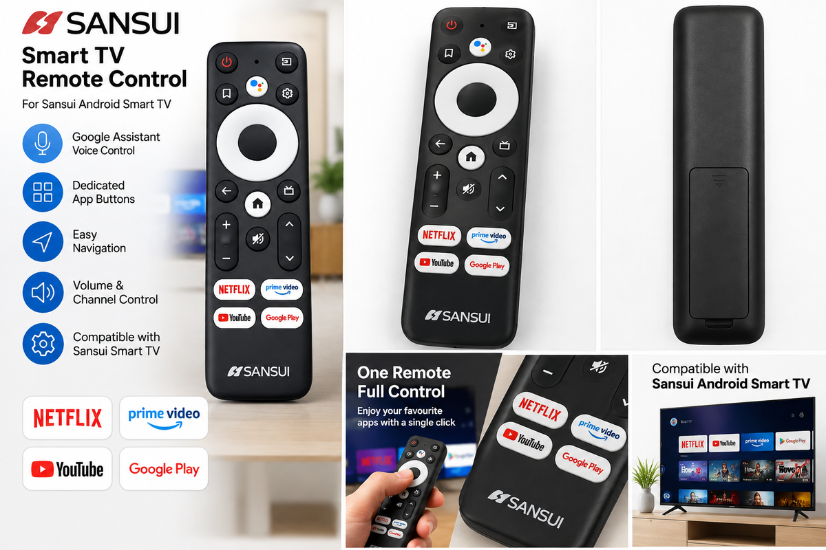 Sansui Smart TV Remote Control with Netflix, Prime Video & YouTube Buttons