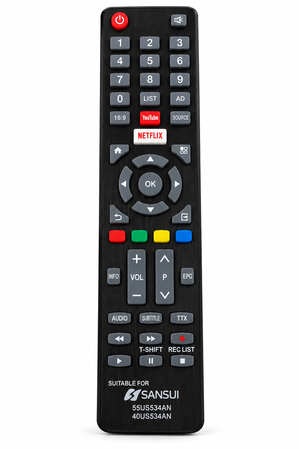 Sansui TV remote control compatible with 55US534AN and 40US534AN