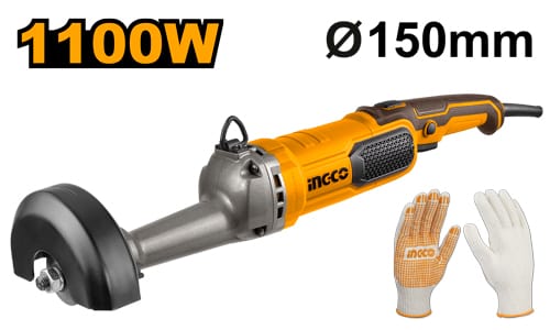 Heavy-Duty 1100W Straight Grinder | 150mm Disc | 5000RPM | With Gloves & Extra Carbon Brushes
