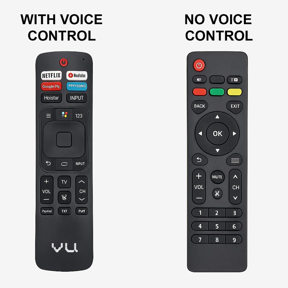 Comparison of VU Smart TV Remote with Voice Control vs Old Remote without Voice Feature โ Upgrade to Streaming Shortcuts and Smart Functions