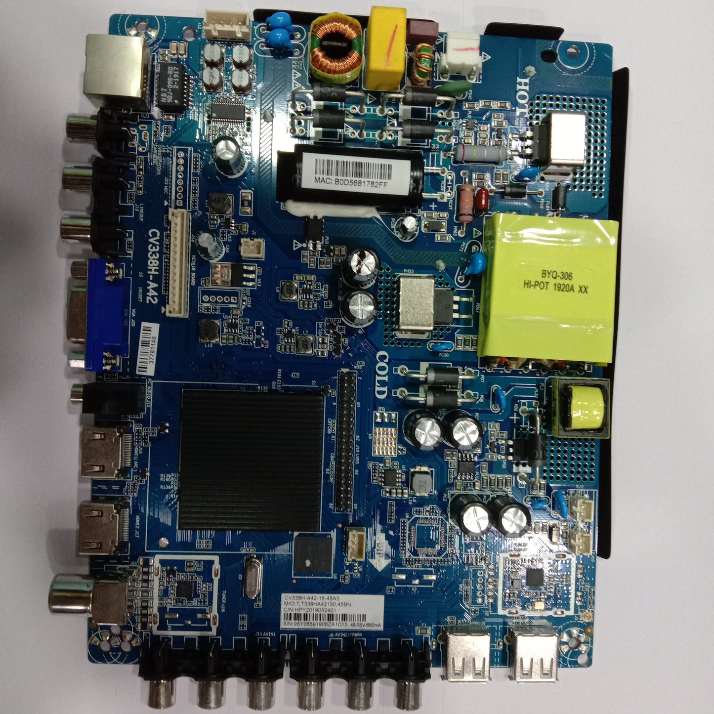 Android TV Main Board CV338H‑A42 (42‑inch) with Remote ‒ LED TV Replacement Motherboard##