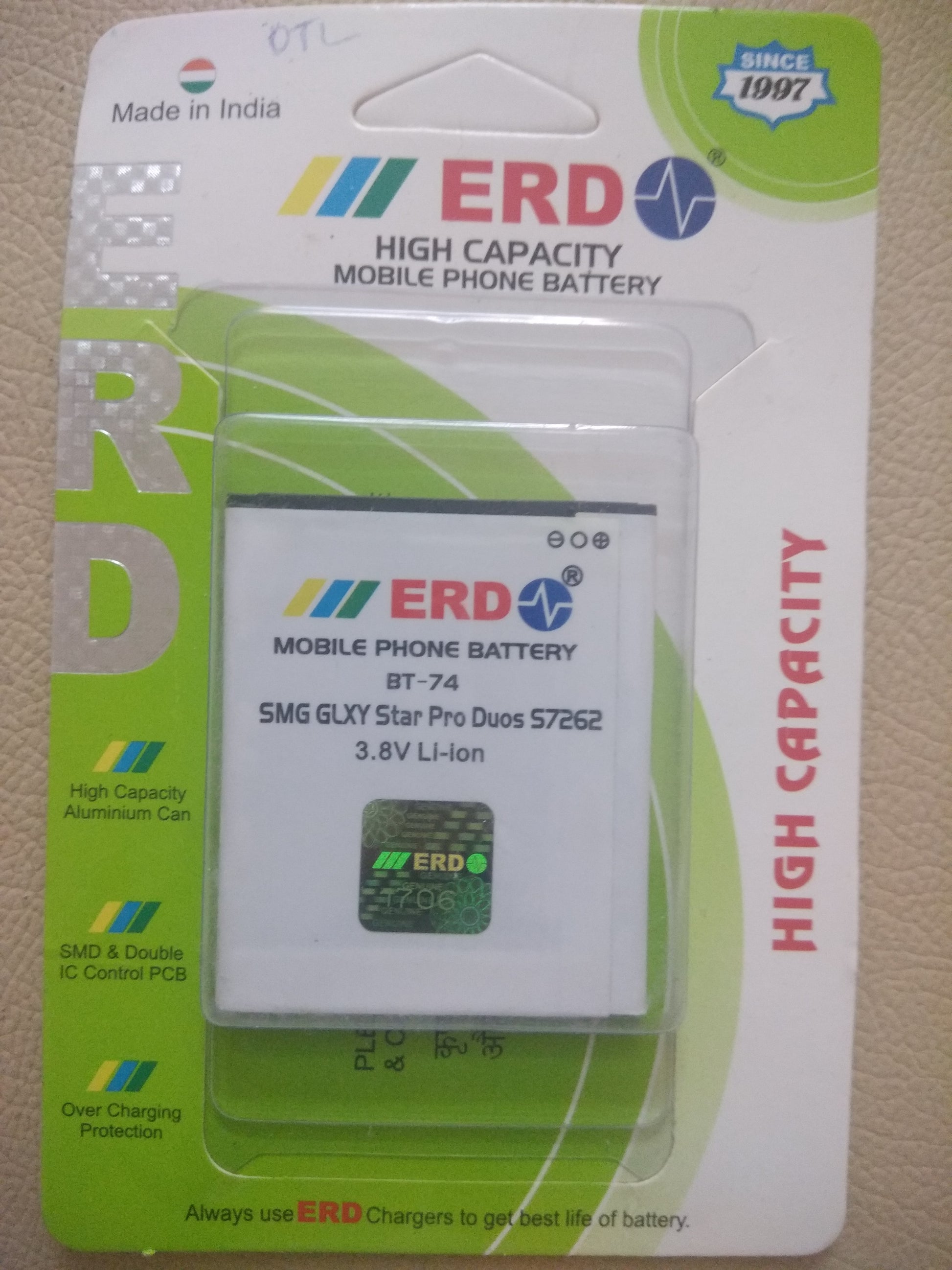 High Capacity Battery for Samsung Galaxy Star Pro Duos S7262 - Faritha