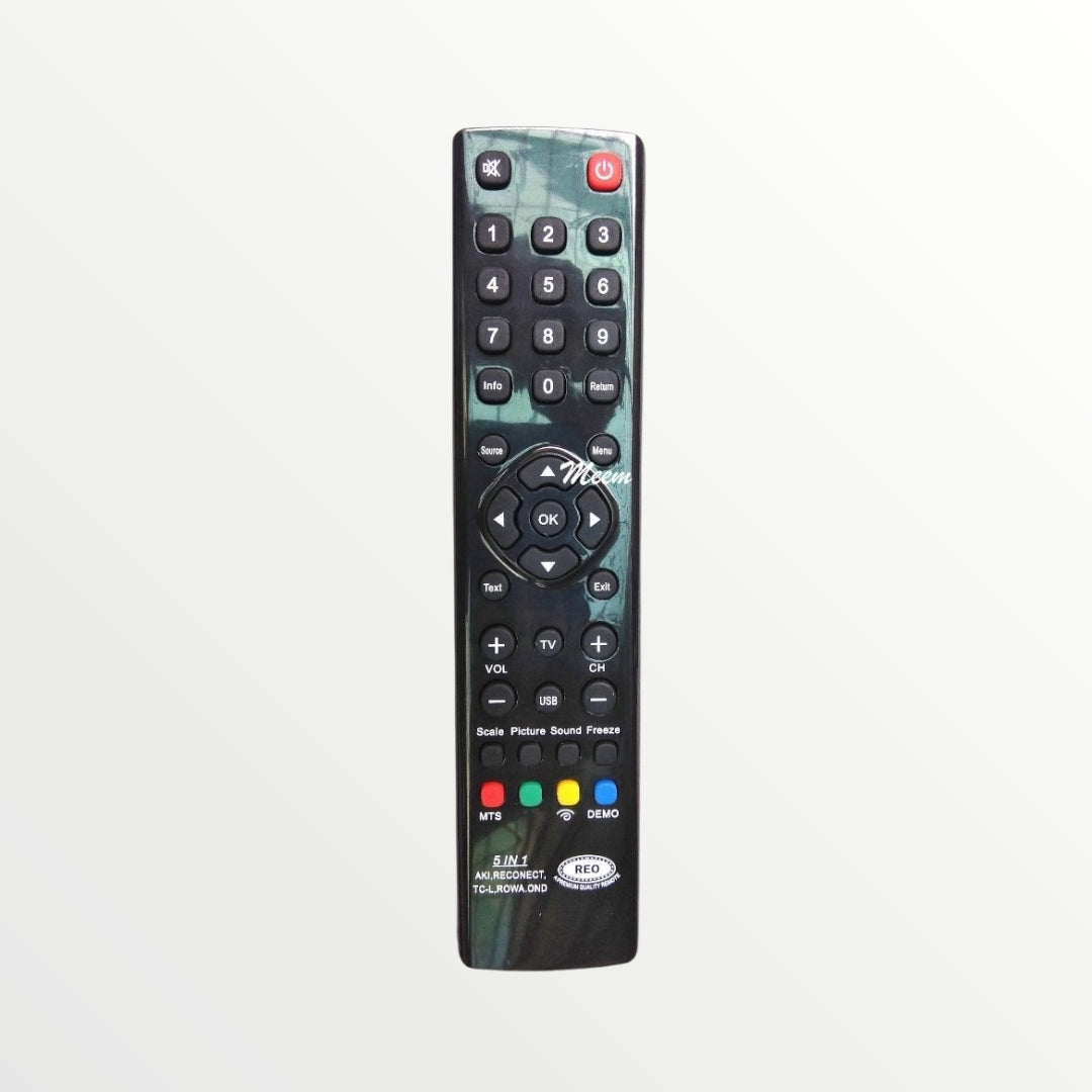 5 in one Remote Control Reconnect ,Akai,Remote,Rowa, OND - Faritha
