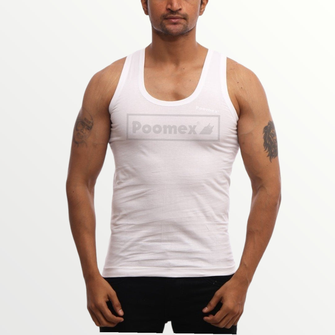 Poomex Gents White Premium Luxury Fine Vest (Half Sleeve & Sleeveless) - Faritha