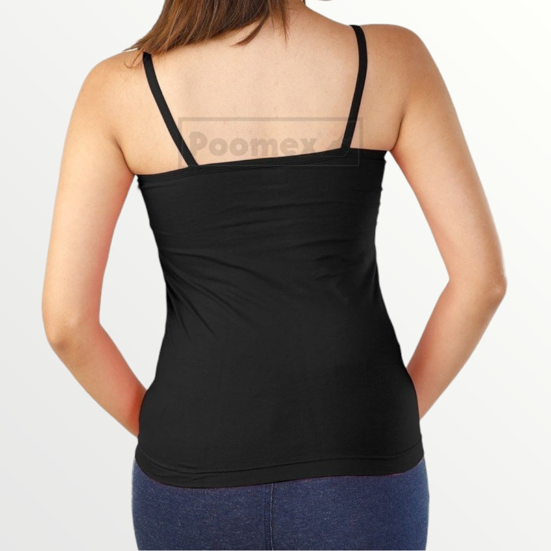 Poomex Comfed Cotton Ladies Slip Comisole Black, White, Skin Colour - Faritha